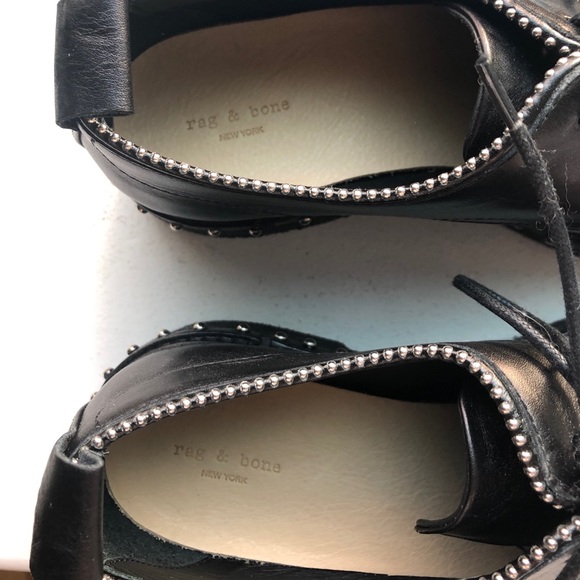 Rag & Bone black leather studded oxfords - Picture 3 of 6